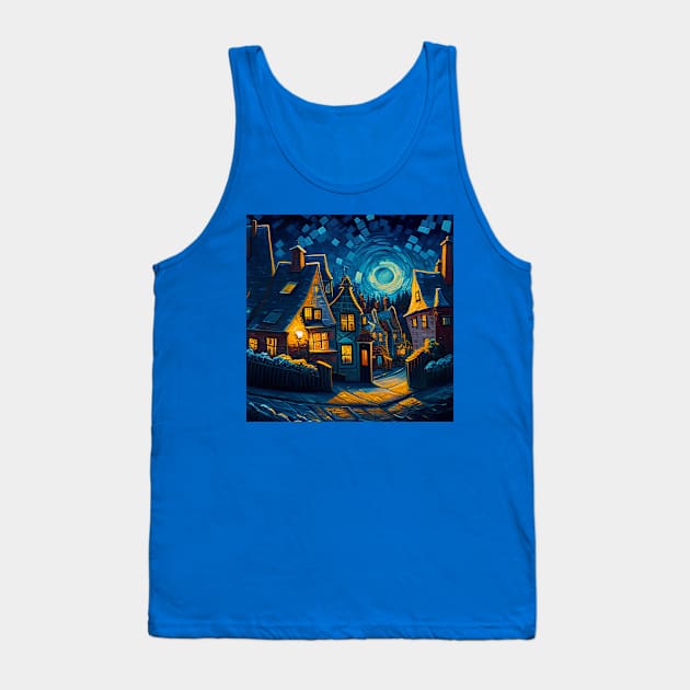 Starry Night Over Hogsmeade Village Tank Top by Grassroots Green